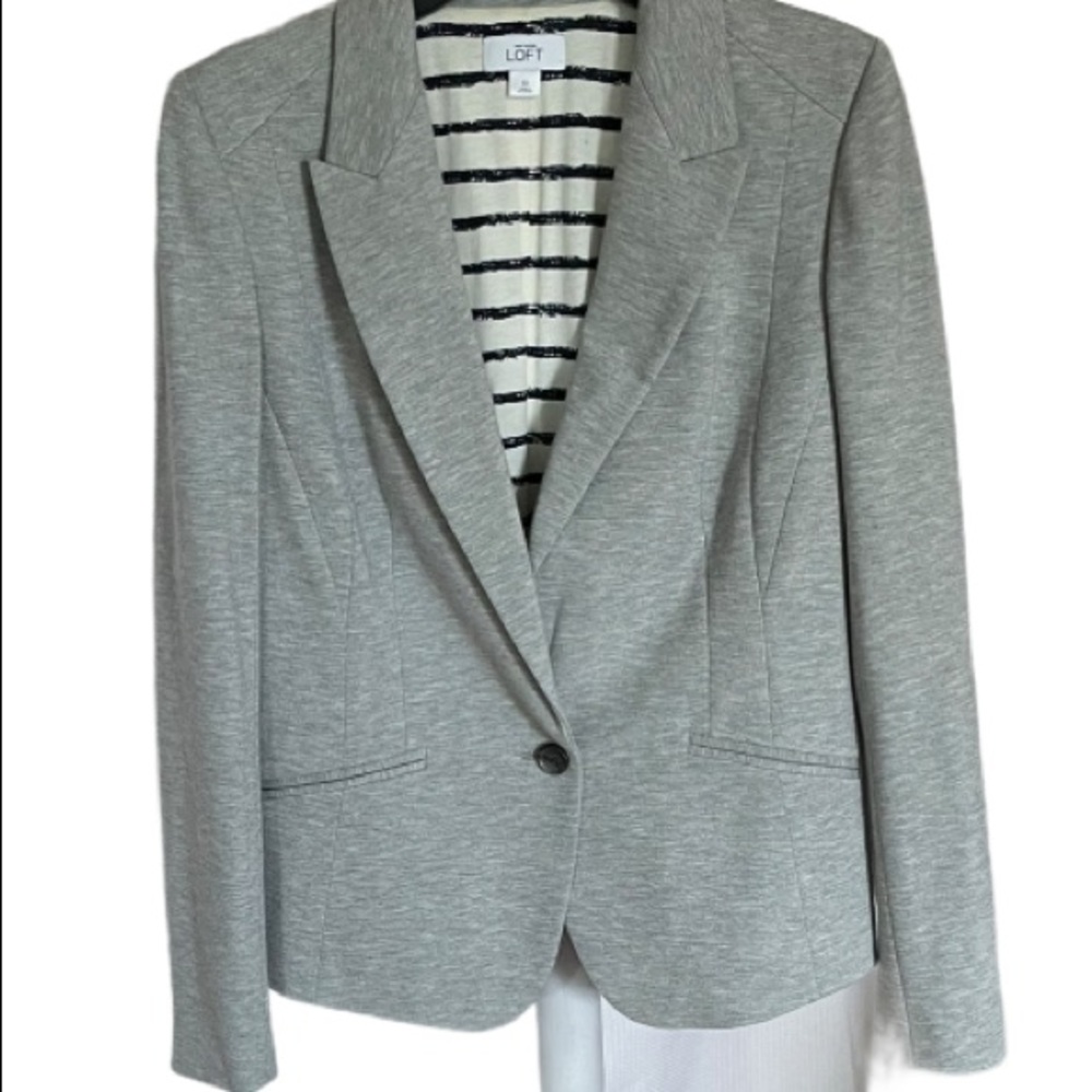 Ann Taylor Loft Jersey Knit Ponte Blazer Jacket, Size 10, stretchy